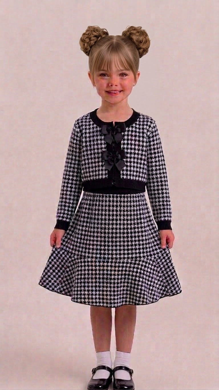 Black & White Blend Dress with Coat