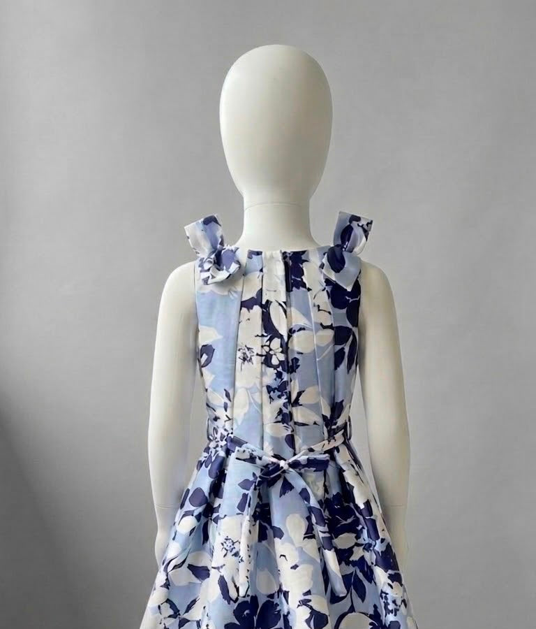 Elegant Sleeveless Dress (With two bows in both shoulders) With Matching Hair Scrunchy
