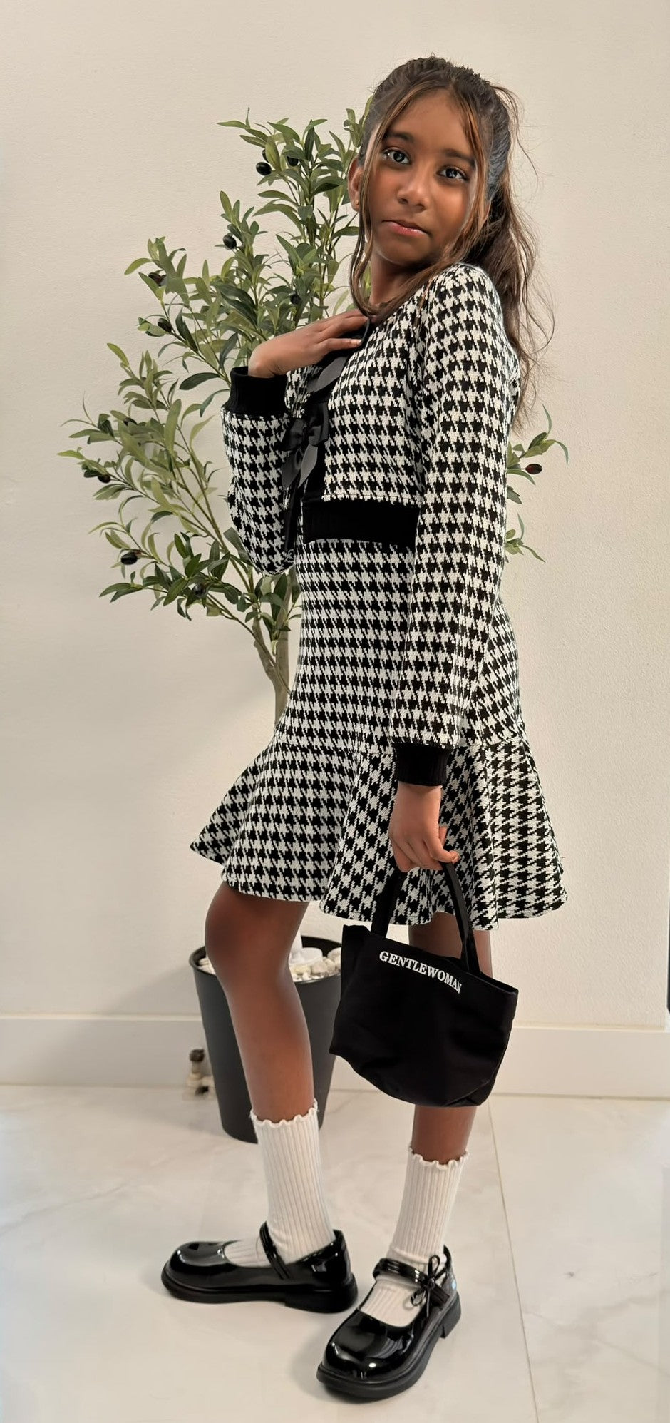 Black & White Blend Dress with Coat