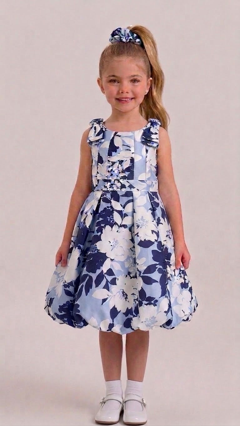 Elegant Sleeveless Dress (With two bows in both shoulders) With Matching Hair Scrunchy